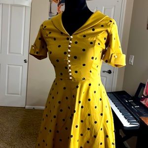 Small Vintage Yellow Polka Dot Dress